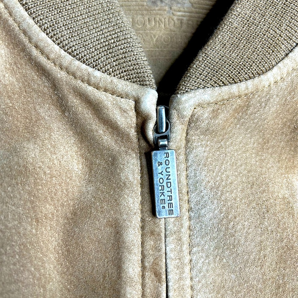 Roundtree‎ & Yorke Men’s Tan Suede Leather Bomber Jacket Size Medium - Picture 8 of 8
